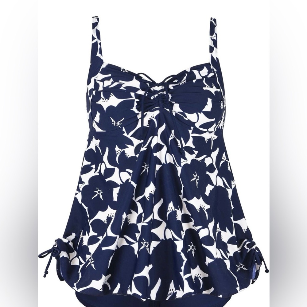 NWT Tankini Top Size 16‎ Floral Navy & White